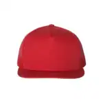 Red Custom Yupoong 6006 Five-Panel Trucker Hat – Flat Bill Snapback