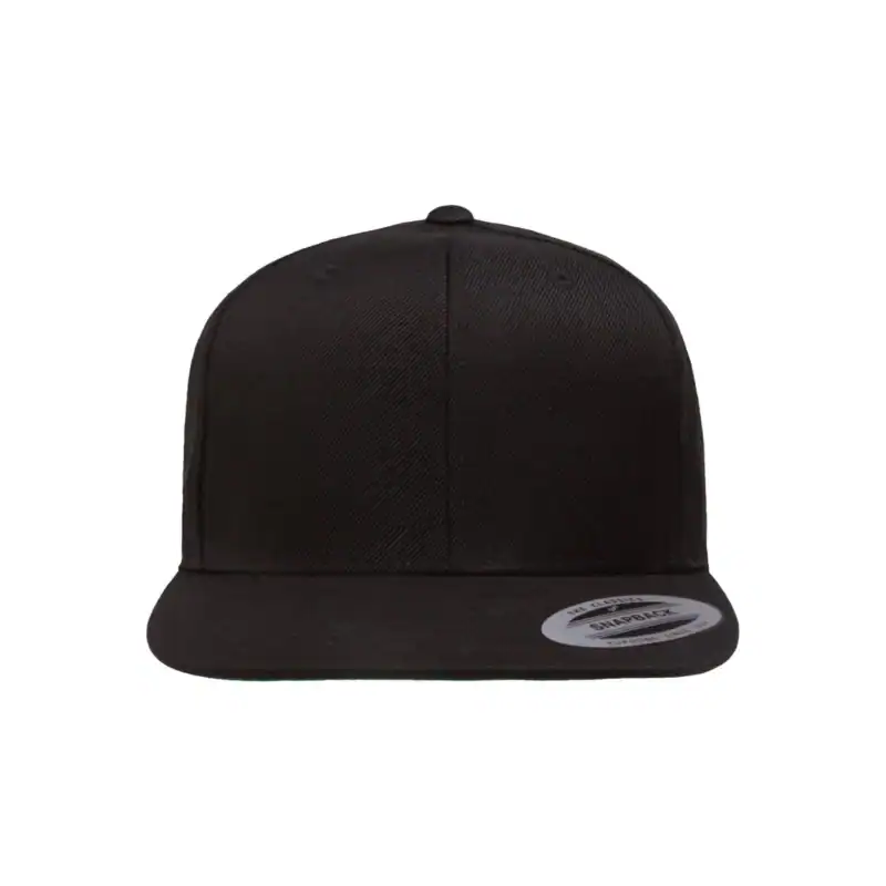 Black Custom Flat Bill Snapback Hat – YP Classics 6089M High-Profile Cap