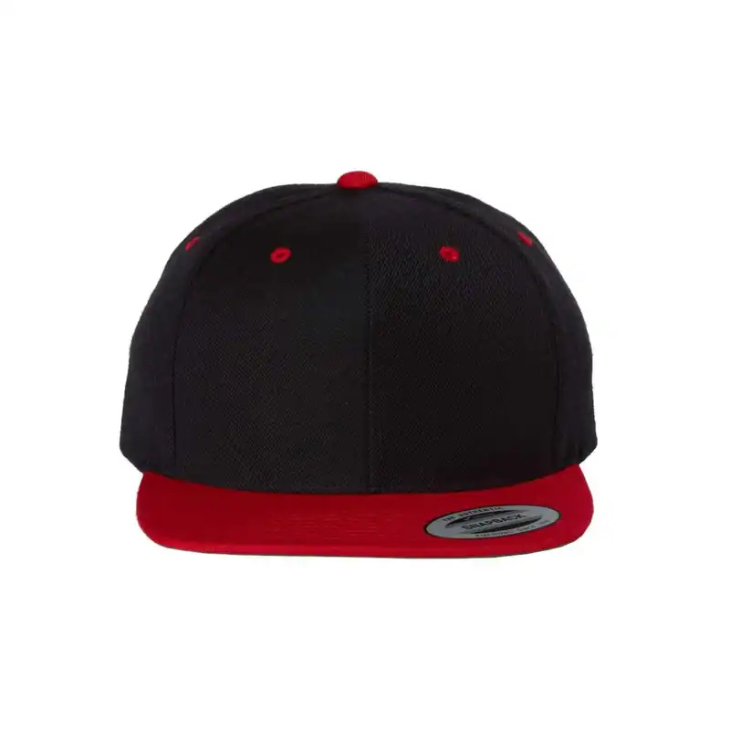 Black/ Red Custom Flat Bill Snapback Hat – YP Classics 6089M High-Profile Cap
