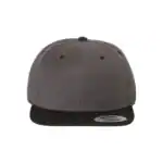 Dark Heather/Black Custom Flat Bill Snapback Hat – YP Classics 6089M High-Profile Cap