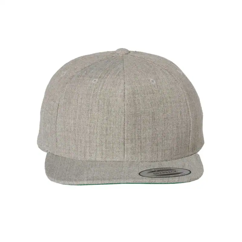 Heather Grey Custom Flat Bill Snapback Hat – YP Classics 6089M High-Profile Cap