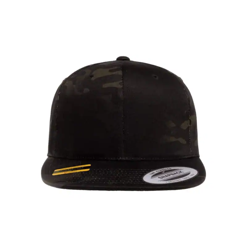 Multicam Black Custom Flat Bill Snapback Hat – YP Classics 6089M High-Profile Cap