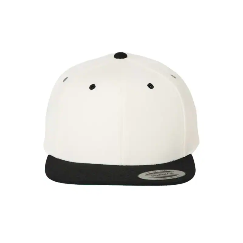 custom flat bill snapback hat – Natural/ Black – C6089M