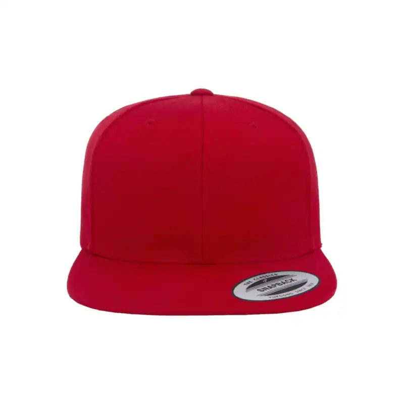 Red Custom Flat Bill Snapback Hat – YP Classics 6089M High-Profile Cap
