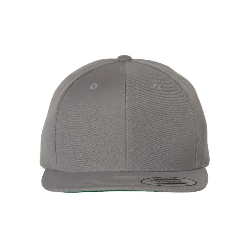 Silver Custom Flat Bill Snapback Hat – YP Classics 6089M High-Profile Cap
