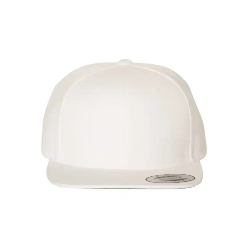 White Custom Flat Bill Snapback Hat – YP Classics 6089M High-Profile Cap