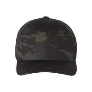 Black Camo Custom Flexfit Hat – Embroidered Flexfit 6277 Cotton Blend Cap with Business Logo