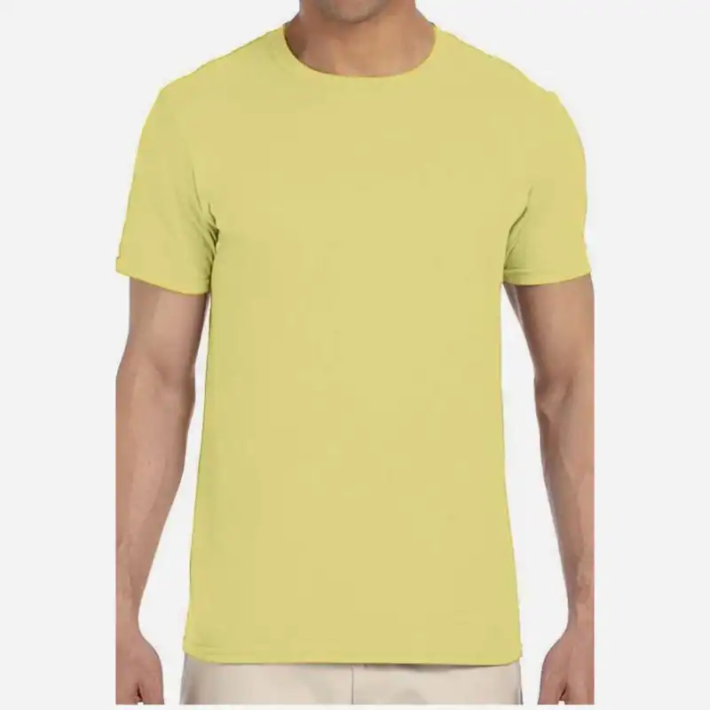 Custom Gildan 64000 T-Shirt – Cornsilk – on model – C64000