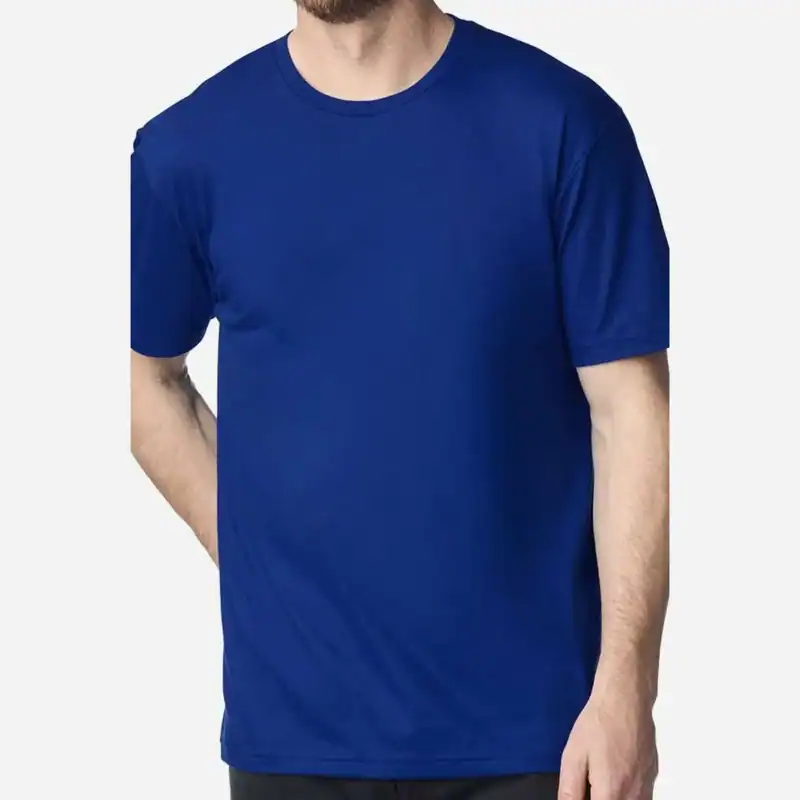 Custom Gildan 64000 T-Shirt – Fan Deep Royal – on model – C64000