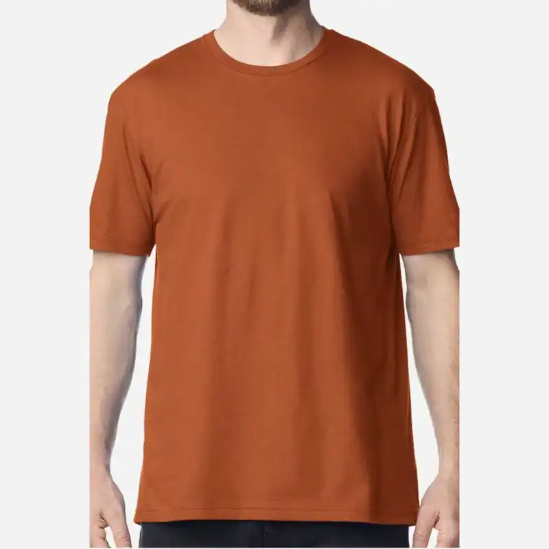 Custom Gildan 64000 T-Shirt – Fan Texas Orange – on model – C64000
