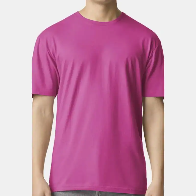 Custom Gildan 64000 T-Shirt – Heliconia – on model – C64000