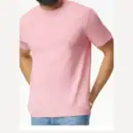 Custom Gildan 64000 T-Shirt – Light Pink – on model – C64000