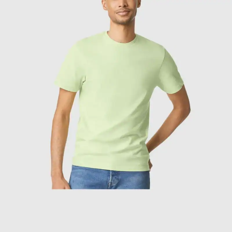 Custom Gildan 64000 T-Shirt – Pistachio – on model – C64000