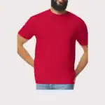 Custom Gildan 64000 T-Shirt – Red – on model – C64000