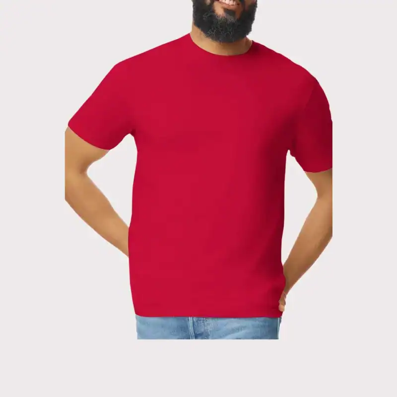 Custom Gildan 64000 T-Shirt – Red – on model – C64000