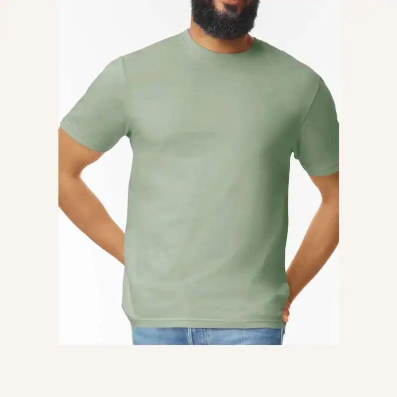 Custom Gildan 64000 T-Shirt – Sage – on model – C64000