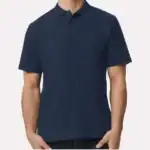 Navy Custom Embroidered Polo Shirt – Gildan Softstyle® Adult Pique Polo 64800 shown on model