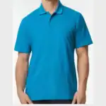 Sapphire Custom Embroidered Polo Shirt – Gildan Softstyle® Adult Pique Polo 64800 shown on model