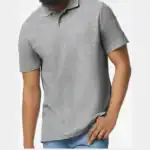 Sport Grey Custom Embroidered Polo Shirt – Gildan Softstyle® Adult Pique Polo 64800 shown on model