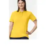 Daisy Custom Women’s Polo Shirts – Gildan Softstyle® 64800L Ring-Spun Cotton Polo shown on model