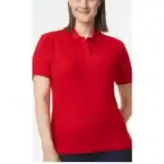 Red Custom Women’s Polo Shirts – Gildan Softstyle® 64800L Ring-Spun Cotton Polo shown on model