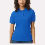 Royal Custom Women’s Polo Shirts – Gildan Softstyle® 64800L Ring-Spun Cotton Polo shown on model