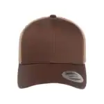 Brown/ Khaki Custom Embroidered Snapback Hat – Yupoong Six-Panel Trucker Cap with Logo