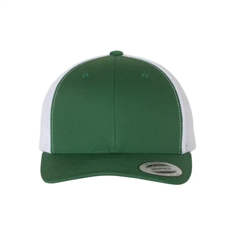 Evergreen/ White Custom Embroidered Snapback Hat – Yupoong Six-Panel Trucker Cap with Logo
