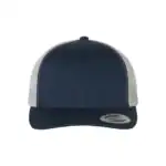 Navy/ Silver Custom Embroidered Snapback Hat – Yupoong Six-Panel Trucker Cap with Logo
