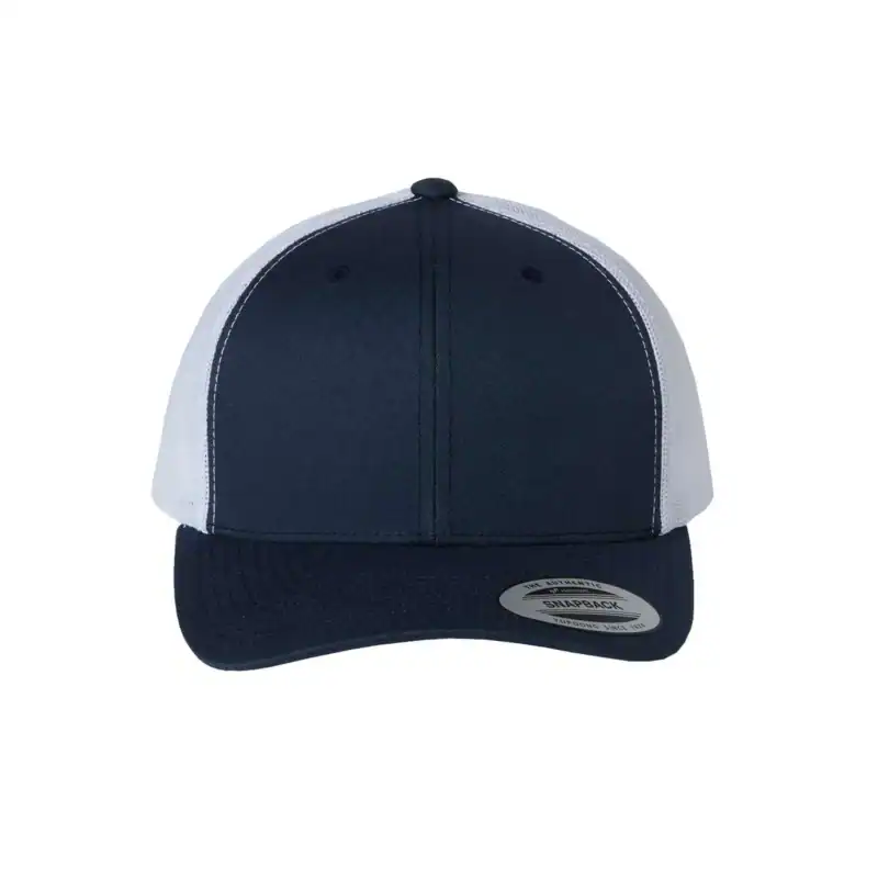 Navy/White Custom Embroidered Snapback Hat – Yupoong Six-Panel Trucker Cap with Logo