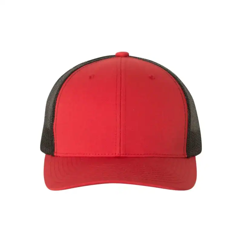 Red/Black Custom Embroidered Snapback Hat – Yupoong Six-Panel Trucker Cap with Logo