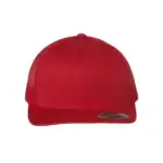 Red Custom Embroidered Snapback Hat – Yupoong Six-Panel Trucker Cap with Logo