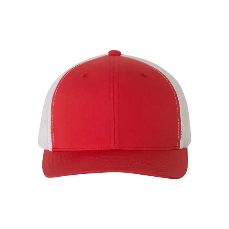 Red/White Custom Embroidered Snapback Hat – Yupoong Six-Panel Trucker Cap with Logo
