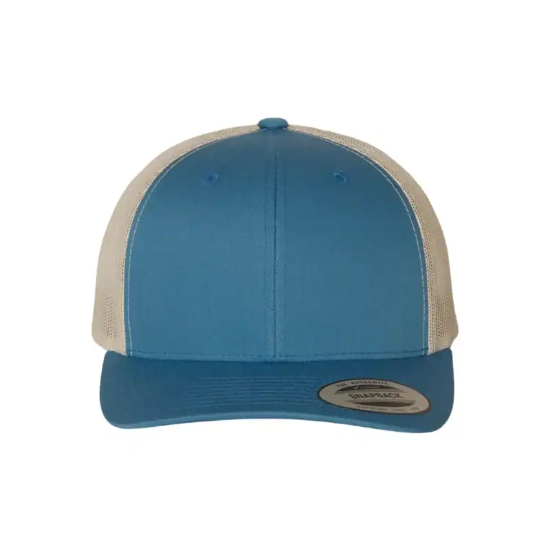 Steel Blue/ Silver Custom Embroidered Snapback Hat – Yupoong Six-Panel Trucker Cap with Logo