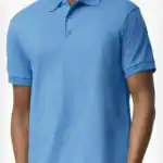 Carolina Blue Custom Embroidered Polo Shirt – Gildan DryBlend® 50/50 Blend Jersey Polo 8800 shown on model
