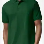 Forest Green Custom Embroidered Polo Shirt – Gildan DryBlend® 50/50 Blend Jersey Polo 8800 shown on model