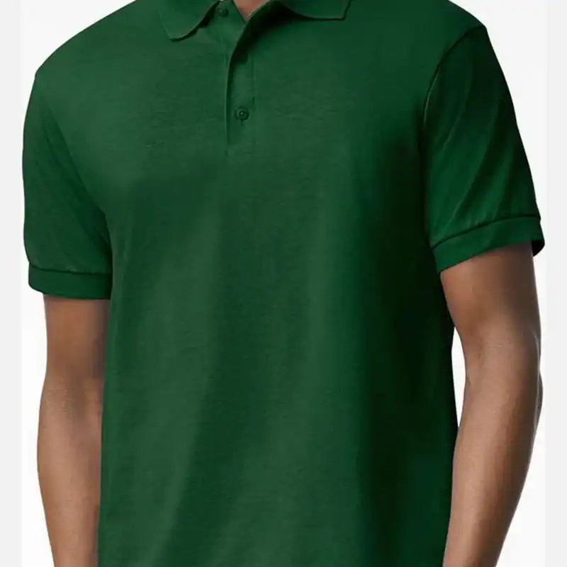 Forest Green Custom Embroidered Polo Shirt – Gildan DryBlend® 50/50 Blend Jersey Polo 8800 shown on model