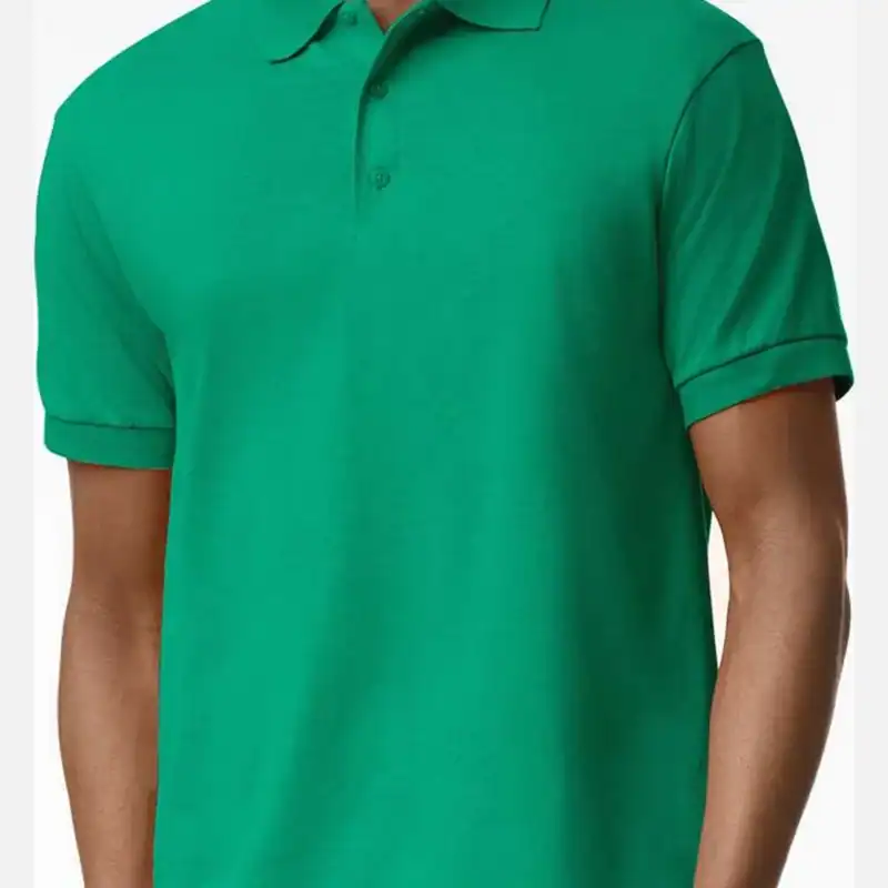Kelly Green Custom Embroidered Polo Shirt – Gildan DryBlend® 50/50 Blend Jersey Polo 8800 shown on model
