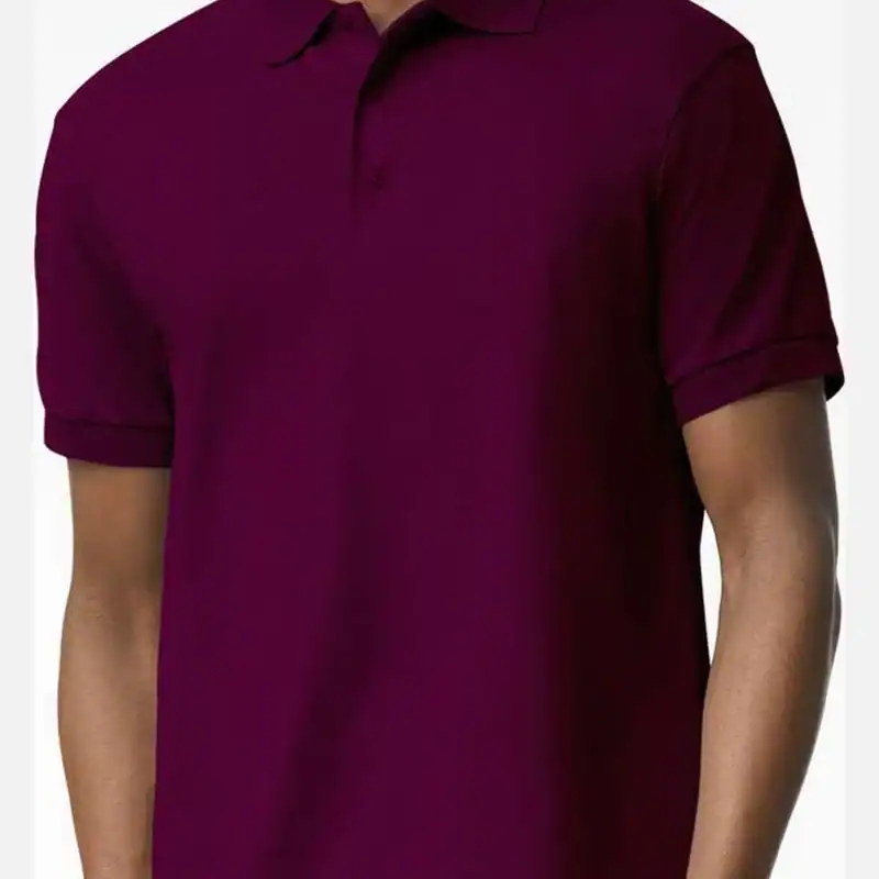 Maroon Custom Embroidered Polo Shirt – Gildan DryBlend® 50/50 Blend Jersey Polo 8800 shown on model