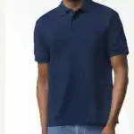 Navy Custom Embroidered Polo Shirt – Gildan DryBlend® 50/50 Blend Jersey Polo 8800 shown on model