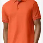 Orange Custom Embroidered Polo Shirt – Gildan DryBlend® 50/50 Blend Jersey Polo 8800 shown on model