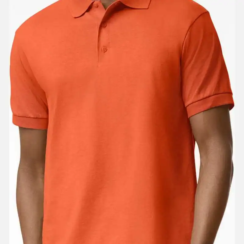 Orange Custom Embroidered Polo Shirt – Gildan DryBlend® 50/50 Blend Jersey Polo 8800 shown on model