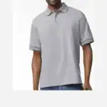 Sport Grey Custom Embroidered Polo Shirt – Gildan DryBlend® 50/50 Blend Jersey Polo 8800 shown on model