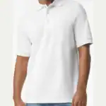 White Custom Embroidered Polo Shirt – Gildan DryBlend® 50/50 Blend Jersey Polo 8800 shown on model