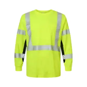 custom high visibility safety long sleeve shirt – Lime – C9134-9135