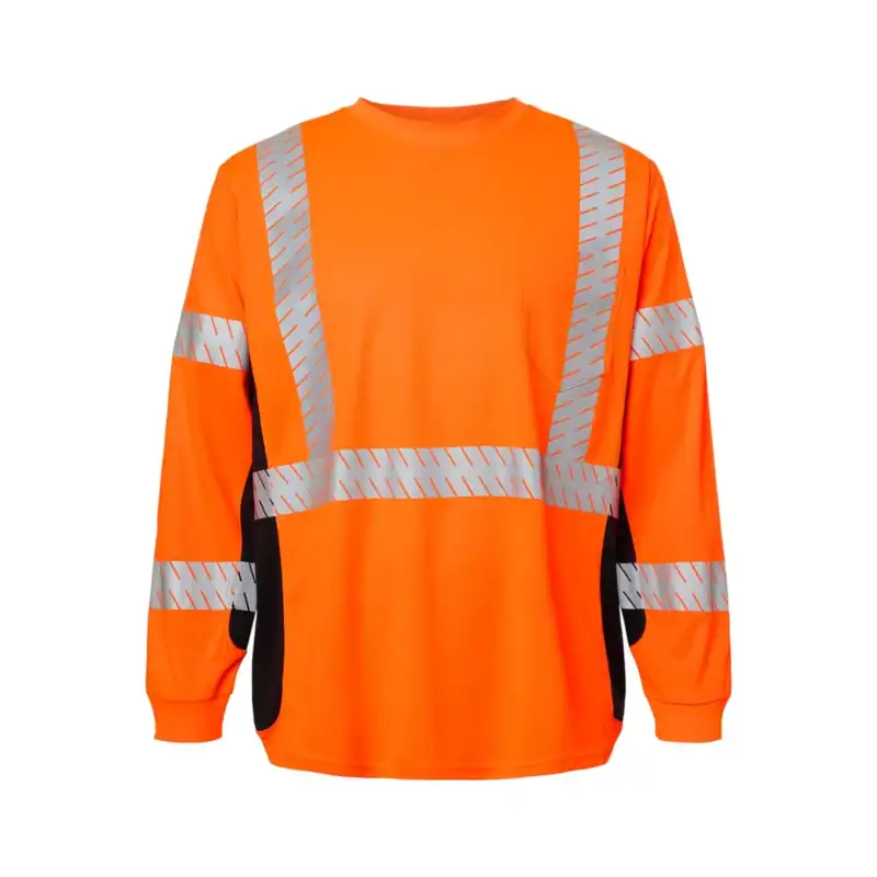 custom high visibility safety long sleeve shirt – Orange – C9134-9135