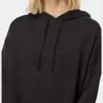 Black Custom Women’s Crop Hoodie – Lightweight Logo Sweatshirt AFX64CRP shown on model