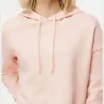 Blush Custom Women’s Crop Hoodie – Lightweight Logo Sweatshirt AFX64CRP shown on model