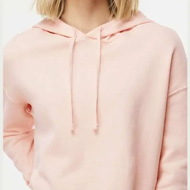 Blush Custom Women’s Crop Hoodie – Lightweight Logo Sweatshirt AFX64CRP shown on model