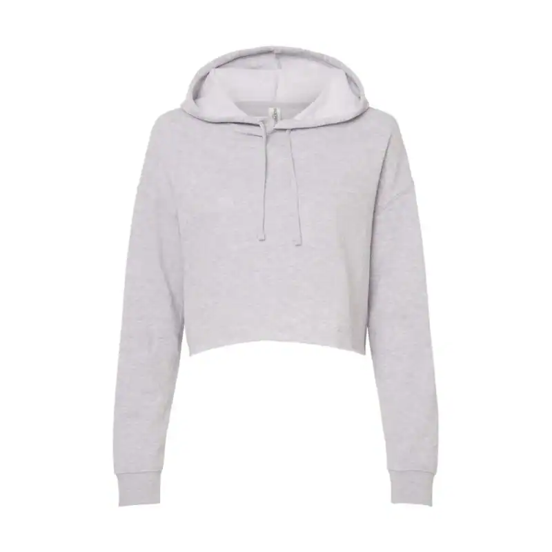 Gray Heather Custom Women’s Crop Hoodie – Lightweight Logo Sweatshirt AFX64CRP